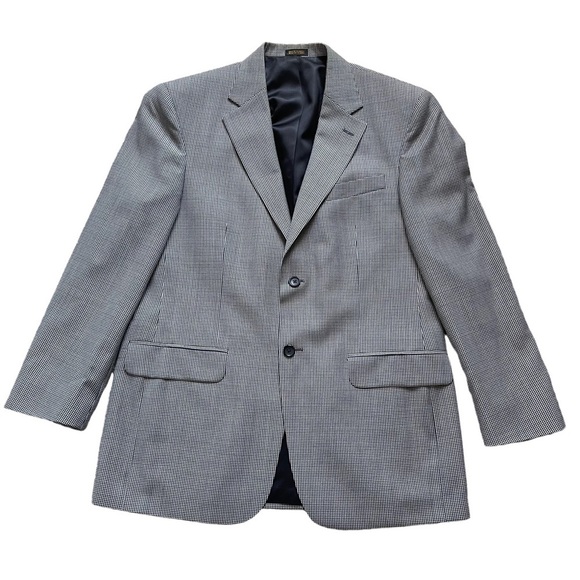 Stafford Men’s Houndstooth Suit Blazer Jacket Size 40R Two Button Suiting - Picture 1 of 12